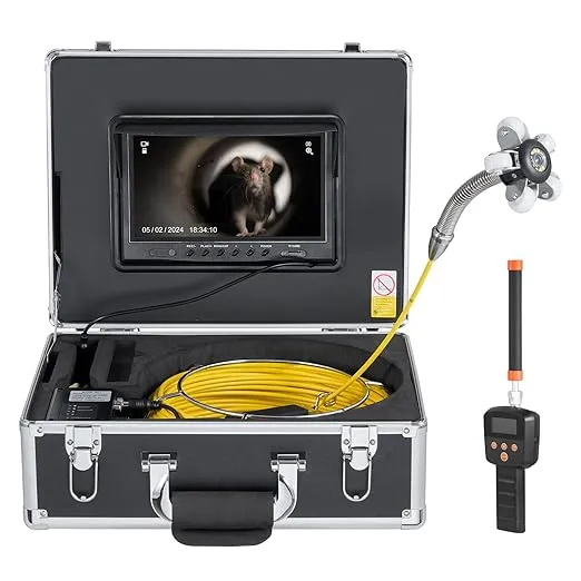 VEVOR Sewer Camera with 512Hz Locator, 165 ft/50 m, 9" Drain Inspection Camera with Self-Leveling, 36X Zoom, Plumbing Camera with Lights-12 LED, 32GB Card, IP68 Waterproof Snake Camera for Duct Pipe