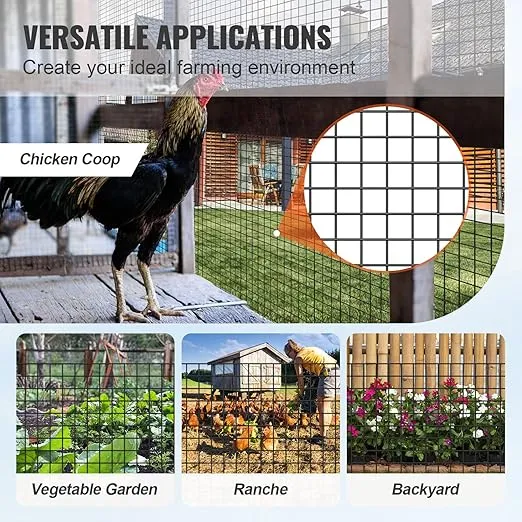 VEVOR Hardware Cloth, 48'' x 50' 1/2inch Galvanized Wire Mesh Roll, 19 Gauge Chicken Wire Fence Roll, Vinyl Coating Metal Wire Mesh for Chicken Coop Barrier, Rabbit Snake Fences, Poultry Enclosures