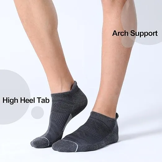 FITRELL 6 Pack Men's Ankle Running Socks Low Cut Cushioned Athletic Sports Socks 7-9/9-12/12-15