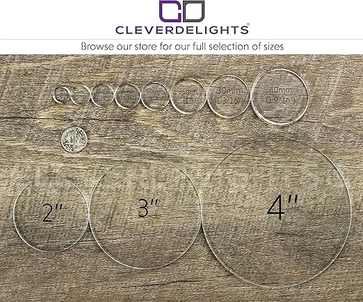 CleverDelights 3" Round Glass Tile - Clear Flat 3 Inch Circle