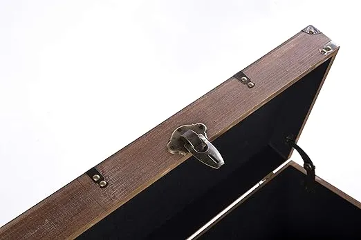 Vintiquewise Wooden Rectangular Lined Rustic Storage Trunk with Latch (Medium)