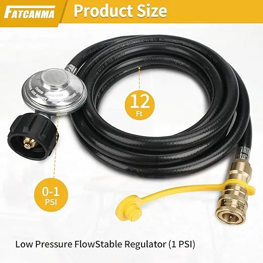 F271803 Hose Adapter for Mr. Heater Big Buddy Accessories Replace, Gas Propane Regulator Hose Kit with 3/8 inch Quick Connect and QCC1 Propane Tank Connectors (12 Feet)