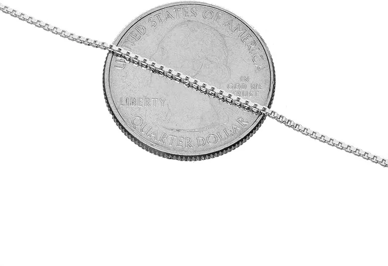 925 Sterling Silver 1MM Box Chain Italian Necklace Lightweight Strong - Lobster Claw Clasp 16" - 36"