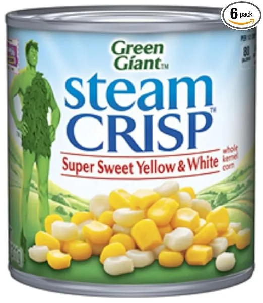 Green Giant, Steam Crisp, Super Sweet Yellow and White Whole Kernel Corn, 11 oz Can (Pack of 6)