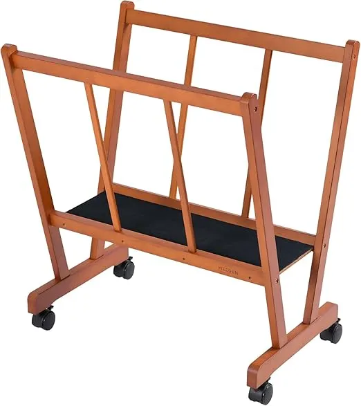 MEEDEN Art Display Print Rack: Artist Storage Rack with Castors for Canvas Organizer - Beech Wood Large Drying Racks for Prints Artworks Panels Posters Stand Art Shows & Galleries - Walnut
