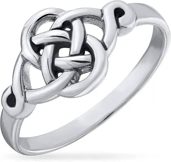 Personalize Best Friends Irish Celtic Love Knots Infinity Promise Ring Band For Women Teen Oxidized .925 Sterling Silver Customizable
