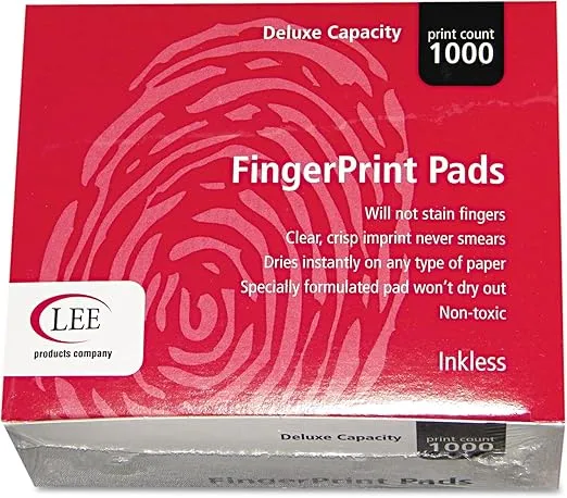 LEE 03127 Inkless Fingerprint Pad, 2 1/4 x 1 3/4, Black, Dozen