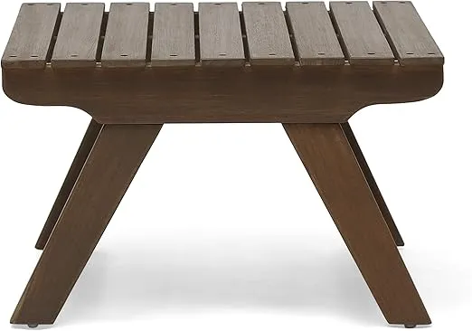 GDFStudio Outdoor Wooden Side Table, Gray Finish