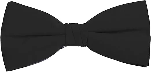 Formal Black Satin Banded Men's Bow Tie