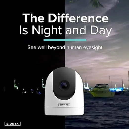 SiOnyx Nightwave Camera, Rugged Ultra-Low Light Night Vision Marine Camera, Flexible Connectivity, Temporary and Permanent Mounting Options, DIY Installation, Black