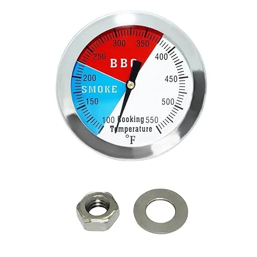 2 inch BBQ Thermometer Gauge Charcoal Grill Pit Smoker Temp Gauge Grill Thermometer Replacement for Smoker Grill Wood Charcoal Pit, Heat Indicator Grill Temp Thermometer
