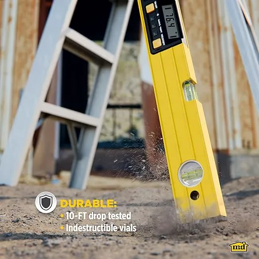 M-D Building Products 92296 SMARTTOOL® 48 Inch Digital Level: Precision Measurement with LCD Screen, Audible Alerts, Water Resistance, High Visibility, and Heavy-Duty Aluminum Frame
