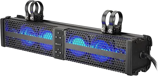 Rockville XBAR-24 24" ATV/UTV Soundbar Bluetooth Speaker System w LED + Wire Kit, Black