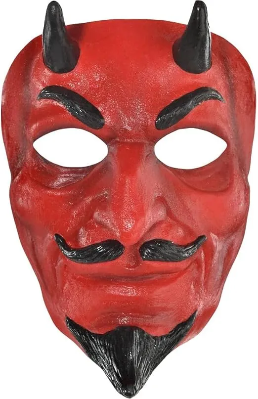 Amscan Red & Black Devil Sculpted Mask (1 Pc.) - Premium Quality, Uniquely Designed & Perfect for Halloween Costume Parties or Themed Events