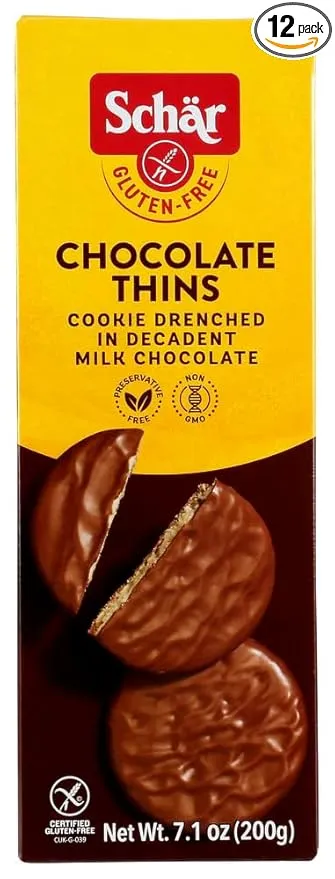 Schär Gluten Free Chocolate Thins, 7.1 oz., 12-Pack