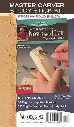 Noses and Hair Study Stick Kit (Learn to Carve Faces with Harold Enlow): Learn to Carve Noses and Hair Booklet & Noses and Hair Study Stick (Fox Chapel Publishing) Sturdy Resin & Step-by-Step Booklet