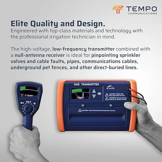 TEMPO Communications 521E Wire and Sprinkler Valve Locator Tool, Irrigation Underground Wire Locator, Buried Wire Locator (2024 Model)