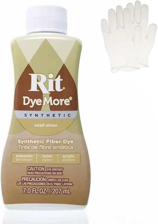 Rit DyeMore 7 Oz. Synthetic Liquid Fiber Dye Single Pack with Plastic Gloves for Clothing, Décor, and Crafts – Sandstone