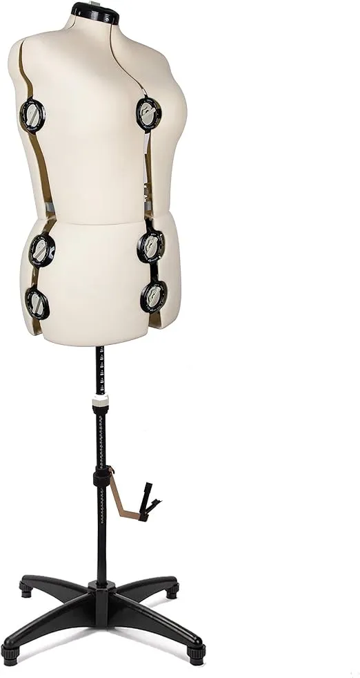 BHD BEAUTY Beige 13 Dials Female Fabric Adjustable Mannequin Dress Form for Sewing, Mannequin Body Torso with Tri-Pod Stand, Up to 70" Shoulder Height. (Large)