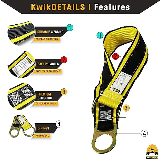 KwikSafety - Charlotte, NC - Gibbon Grip 4 ft Safety Anchor Cross Arm Strap Beam Choker ANSI Fall Arrest System Web Pass Thru Double D Ring Anchorage Sling OSHA Protection Harness Lanyard
