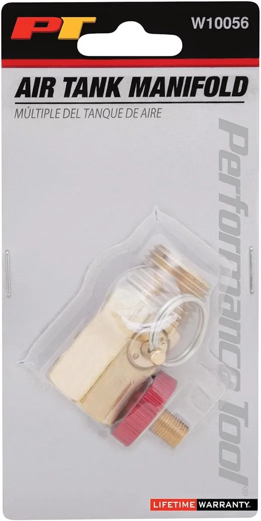 Performance Tool W10056 Air Tank Manifold With Fill Port , Ball Valve, & Relief Bypass , Gold