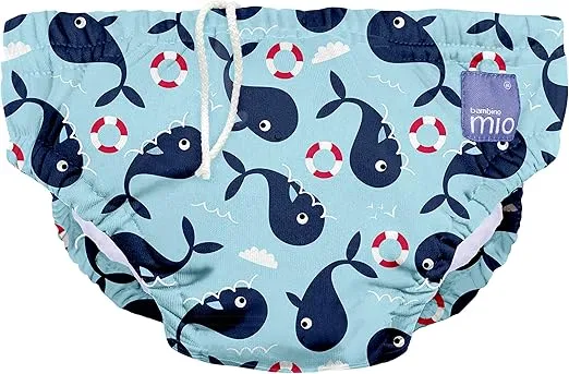 Bambino Mio, Reusable Swim Diaper, Leak-Proof, Stylish and Lightweight, Whale Wharf, Large (1-2 Years)