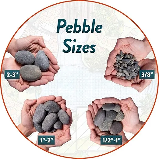 Mexican Beach Pebbles | 20 Pounds of Smooth Unpolished Stones | Hand-Picked, Premium Pebbles for Garden and Landscape Design | Black, 3 Inch - 5 Inch