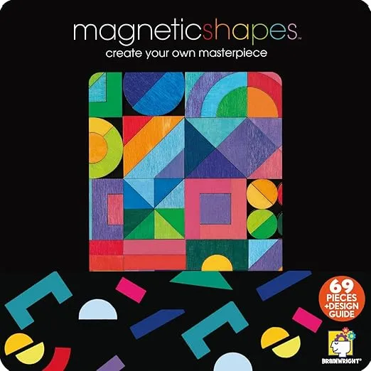 Brainwright – Magnetic Shapes – Magnetic Wooden Free-Form Shapes Puzzle – Ages 8 and Up – Great for Travel - Create Your Own Masterpiece!