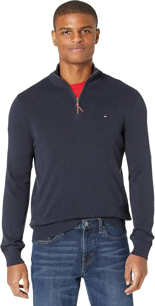 Tommy Hilfiger Men's Long Sleeve Cotton Quarter Zip Pullover Sweater