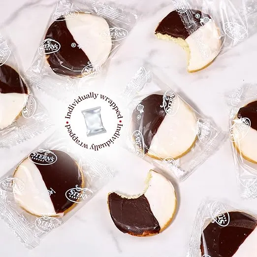Black & White Cookies Gift Basket | 12 Cookies Individually Wrapped | Holiday Food Gift Box | Thanksgiving, Christmas, Hanukkah | Kosher & Nut Free | Stern's Bakery