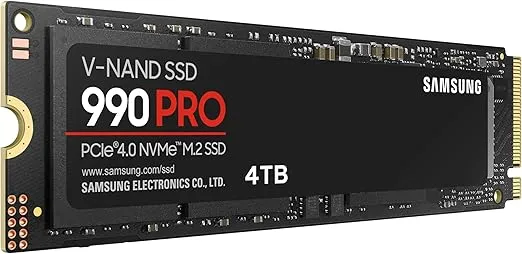 SAMSUNG 990 PRO SSD 4TB PCIe 4.0 M.2 2280 Internal Solid State Hard Drive, Seq. Read Speeds Up to 7,450 MB/s for High End Computing, Gaming, and Heavy Duty Workstations, MZ-V9P4T0B/AM