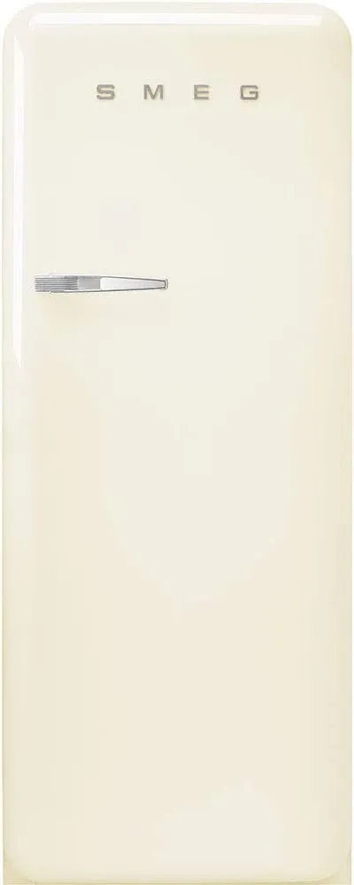 Smeg FAB28 50's Retro Style Aesthetic Top Freezer Refrigerator with 9.92 Cu Total Capacity, Multiflow Cooling System, Adjustable Glass Shelves 24-Inches, Cream Right Hand Hinge Made In Italy