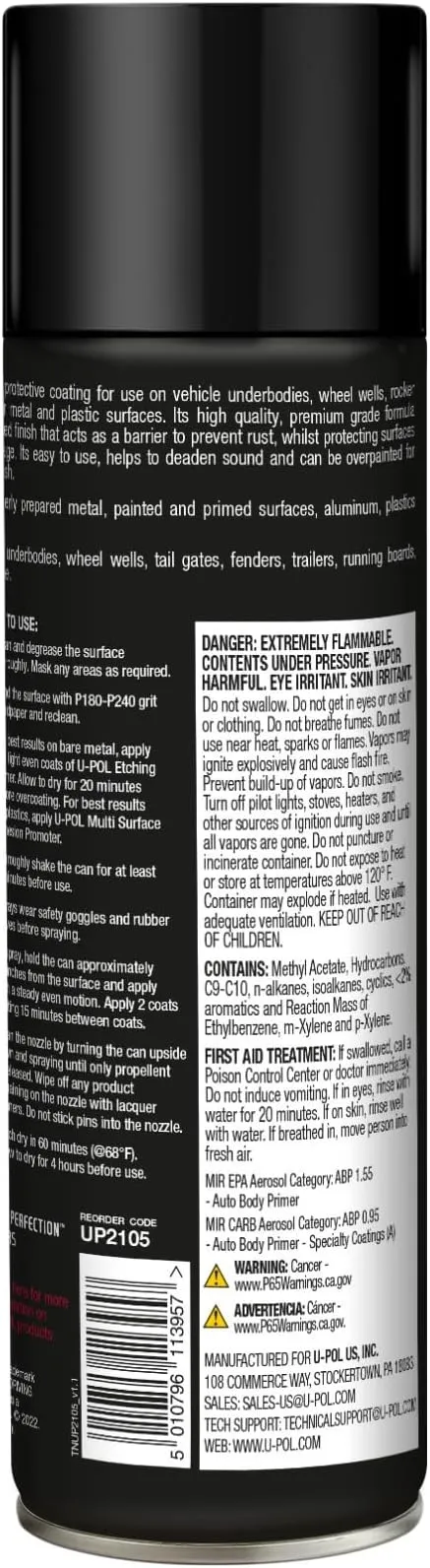 U-POL Undercoating Spray, Vehicle Protection Spray with Textured Finish & Anti-Rust Technology, Black