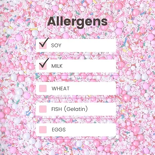 A Frosted Affair Sprinkles Mix| Made In USA By Sprinkle Pop| Pink White Sprinkles with Rainbow Pops| Decorating Sprinkles For Girl Baby shower Gender Reveal Birthday Cake Cupcakes Donuts Cookies, 2oz