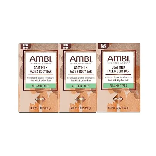 Ambi Goat Milk Face & Body Bar, Moisturizing Formula for All Skin Types, Gentle Enough for Delicate Skin, Fragrance-Free, Hypoallergenic, Non-Comedogenic, Vegan, and Cruelty-Free (3)