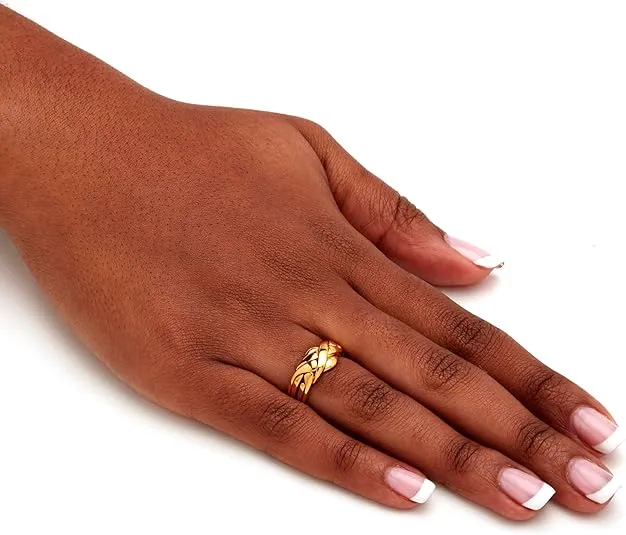 PalmBeach Jewelry 14K Yellow or Rose Gold-Plated or Platinum-Plated Braided Interlocking Puzzle Ring