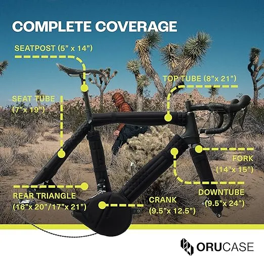 ORUCASE Bike Frame Protection Kit - 7-Piece, Padded, Universal Bike Travel Case - Bicycle Frame Protection and Chainstay Protector - Road, Gravel and MTB/Mountain Bike Armor Set for Plane, Car, Train