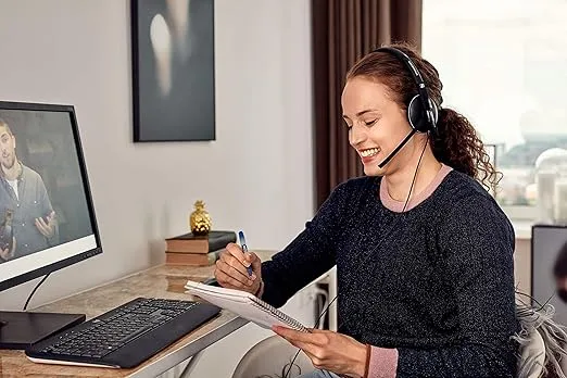 Sennheiser PC 3.2 Chat - Lightweight Stereo Headset With Adjustable Noise-Cancelling Microphone - for Internet Telephony and E-Learners - PC Connectivity- Great for Gaming, Work, & Study,Black