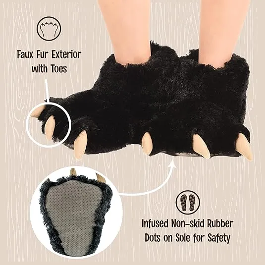 Lazy One Animal Paw Slippers for Kids and Adults, Fun Costume for Kids, Cozy Furry Slippers