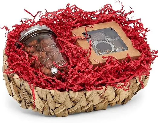 Paper Mart Red Crinkle Cut Paper for Gift Box (2 lb), Crinkle Cut Paper Shred Filler, Shredded Paper for Gift Box, Red Basket Filler Paper Shred (2 lb), Red Paper Box Filler, Basket Shred Filler