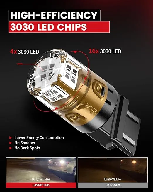 LASFIT 3157 3156 LED Brake Lights, 2024 New Automotive Red Taillight Bulbs, 3056 3057 4057 4157 3457 Upgraded Bright Stop Lamps Replacement with Projector Lens, 2pcs