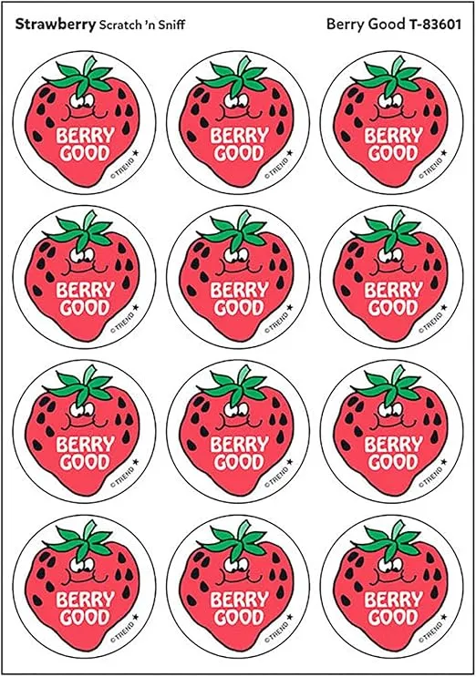 Berry Good/Strawberry Scent Retro Stinky Stickers by Trend; 24 Seals/Pack - Authentic 1980s Designs!