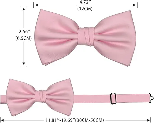 Adjustable Bow Ties for Men, Classic Solid Color Pre-Tied Bowties for Mens Wedding Party