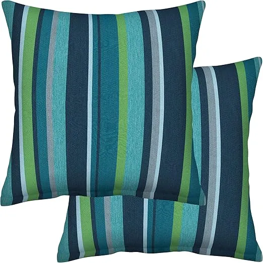 Honeycomb Outdoor Square Toss Pillow Set, 17" W x 17" L, Stripe Poolside Square Outdoor Pillows