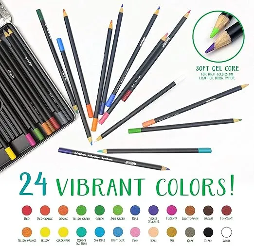 Crayola Signature Blend & Shade Soft Core Colored Pencils in Tin, Gift - 24 Count, Blend & Shade Colored Pencils
