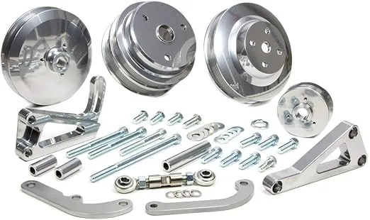 March Performance 2203109 Silver Serpentine Conversion Kit for Small Block Chevy Engine