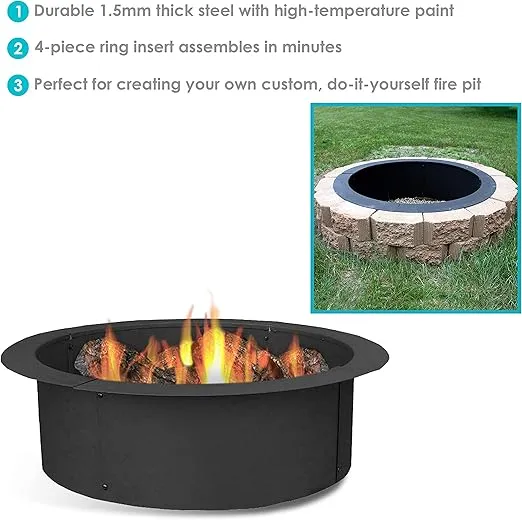 Sunnydaze Steel Above-/In-Ground Fire Pit Ring Insert - 33-Inch Outer Diameter (27-Inch Inner Diameter)