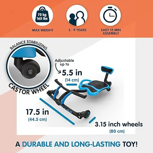 YBIKE Leap Self Propelled Ride On Drifting Racer Riding Toy for Boys and Girls Ages 4 – 9 - Blue
