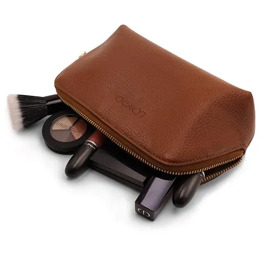 Londo Genuine Leather Makeup Bag Cosmetic Pouch Travel Organizer Toiletry Clutch