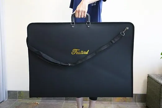 Sports Festival Art Portfolio Case with Shoulder Strap Artist Artwork Bag Waterproof for Sketching (28 x 20.5 Inches), Black